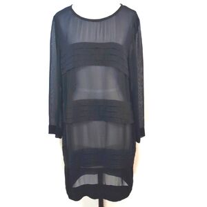 VTG Carole Little sheer, tiered, midi shift dress W buttons up the back. Sz 10